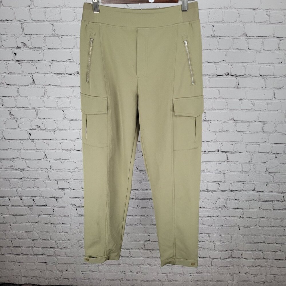 Athleta Green Athleisure Stretch High Rise Cargo Pockets Pants Size 4 (26x39) - Picture 1 of 13